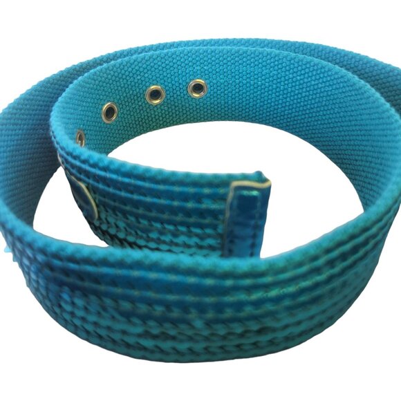 Women's Turquoise Blue Sequin Canvas Belt 38" L x 1-1/2" W New w/o Tag - Picture 8 of 11